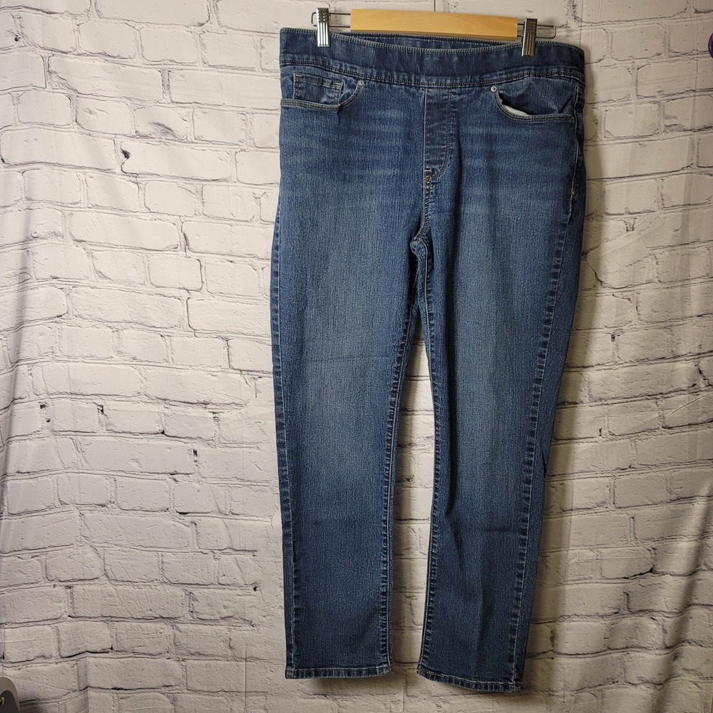Levis Womens Pull On‎ Skinny Jeans Medium Wash Blue Denim Size 14 Comfort